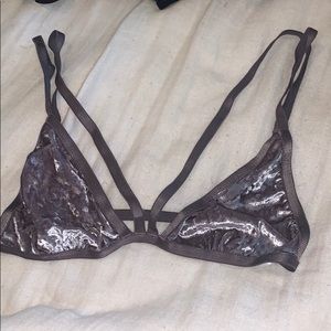 grey velvet strappy bralette